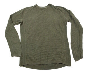 Vince Thermal Knit Shirt Mens Small Green Long Sleeve Crew Neck Slim Fit